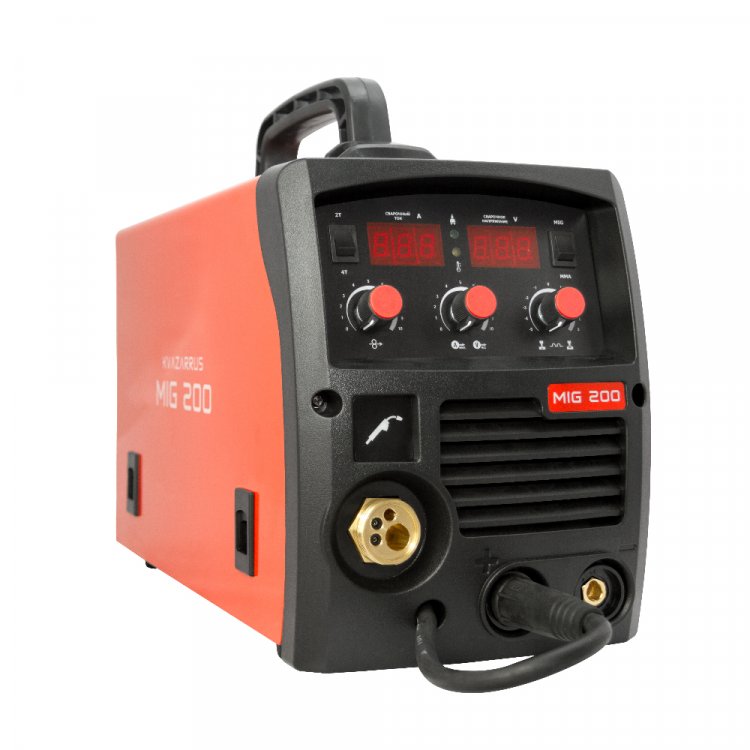 Сварочный полуавтомат KVAZARRUS MIG 200 - Диапазон сварочного тока, А: 30-200 (MIG) / 20-160(MMA), Режим ручной дуговой сварки (MMA): есть, Класс изоляции / защиты: H / IP21S, Панельные розетки: 10-25мм2 (арт. 6611)