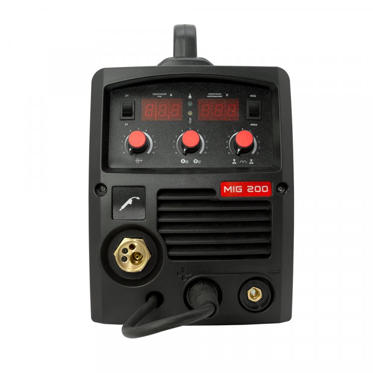 Сварочный полуавтомат KVAZARRUS MIG 200 - Диапазон сварочного тока, А: 30-200 (MIG) / 20-160(MMA), Режим ручной дуговой сварки (MMA): есть, Класс изоляции / защиты: H / IP21S, Панельные розетки: 10-25мм2 (арт. 6611)