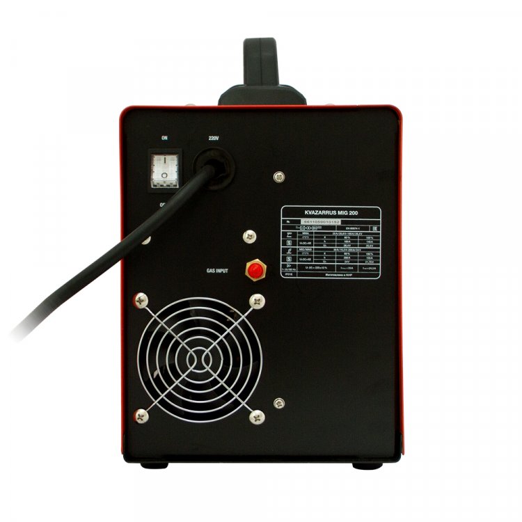 Сварочный полуавтомат KVAZARRUS MIG 200 - Диапазон сварочного тока, А: 30-200 (MIG) / 20-160(MMA), Режим ручной дуговой сварки (MMA): есть, Класс изоляции / защиты: H / IP21S, Панельные розетки: 10-25мм2 (арт. 6611)