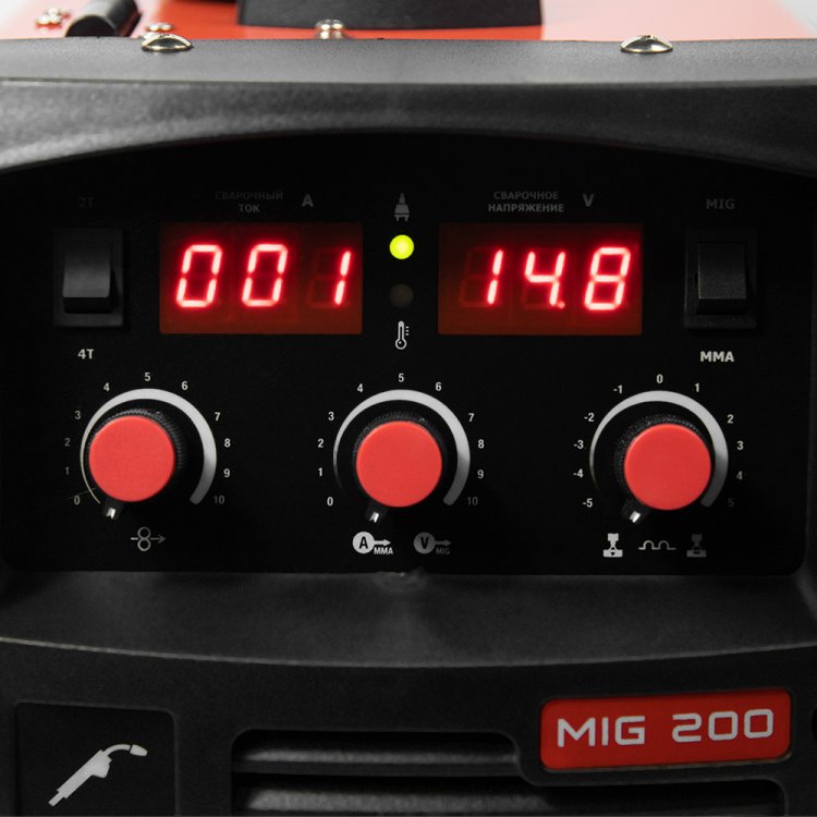 Сварочный полуавтомат KVAZARRUS MIG 200 - Диапазон сварочного тока, А: 30-200 (MIG) / 20-160(MMA), Режим ручной дуговой сварки (MMA): есть, Класс изоляции / защиты: H / IP21S, Панельные розетки: 10-25мм2 (арт. 6611)