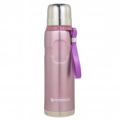Термос для напитков 750мл(нерж.сталь,пробка с термоизолятором,крышка-кружка,горячее-до18ч,холодное-до 24ч,розовый)