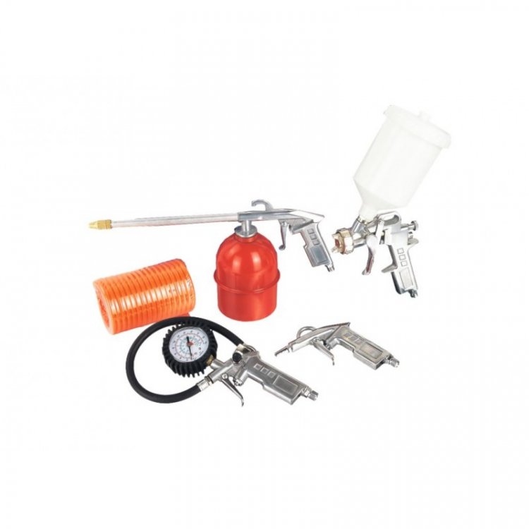 Набор пневмоинструмента 5пр. (краскопульт-сопло 1.5мм+,обдувочник,подкачка,промывка+шланг 5м) Набор пневмоинструмента 5пр. (краскопульт-сопло 1.5мм+,обдувочник,подкачка,промывка+шланг 5м)