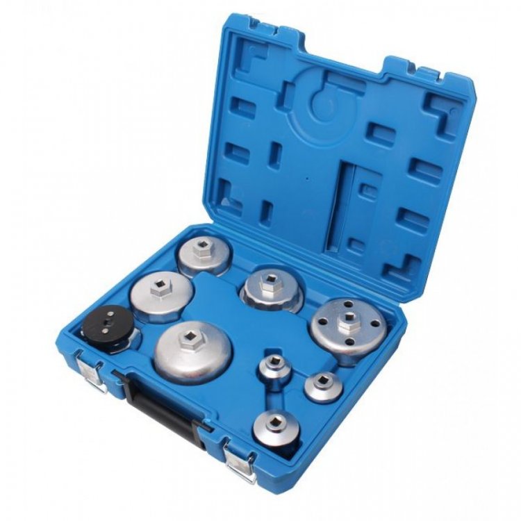 Набор съемников масляных фильтров 3/8",  9пр.(64.5х14 - 2шт, 88.8х15, 74.2х14, 86.6х16, 27х6, 32х6, 36х6 + съемник самозажимной 63-83мм ), в кейсе