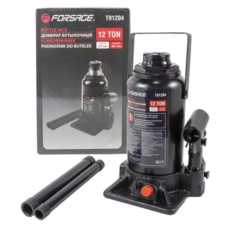 Домкрат гидравлический бутылочный, 12т (с предохранительным клапаном, минимальная высота: 200 мм, ход штока: 110 мм, ход винта: 60 мм, максимальная вы Домкрат гидравлический бутылочный, 12т (с предохранительным клапаном, минимальная высота: 200 мм, ход штока: 110 мм, ход винта: 60 мм, максимальная вы