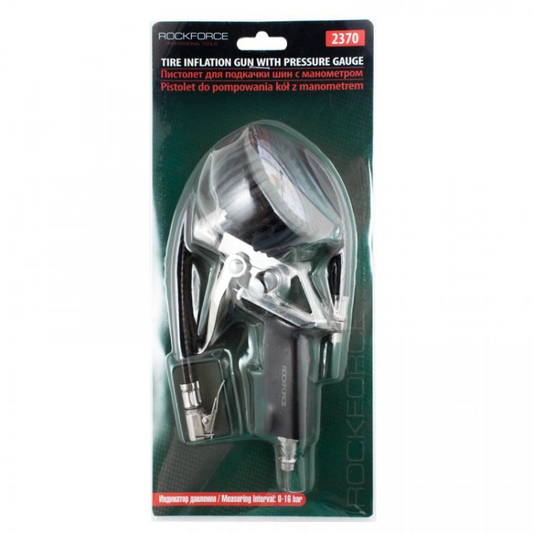 Пистолет для подкачки шин с манометром(0-16bar), в блистере