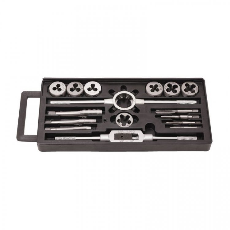 Набор метчиков и плашек метрический 16пр. (М3х0.5, М4х0.7, М5х0.8, М6х1, М8х1.25, М10х1.5, М12х1.75), в пенале Набор метчиков и плашек метрический 16пр. (М3х0.5, М4х0.7, М5х0.8, М6х1, М8х1.25, М10х1.5, М12х1.75), в пенале