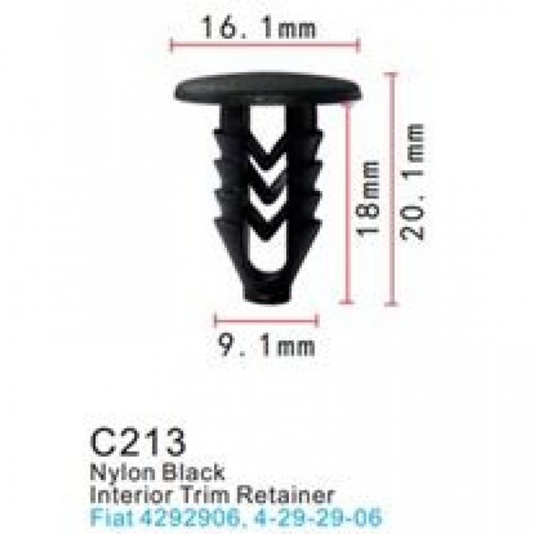 Клипса для крепления внутренней обшивки а/м Фиат пластиковая (100шт/уп.)