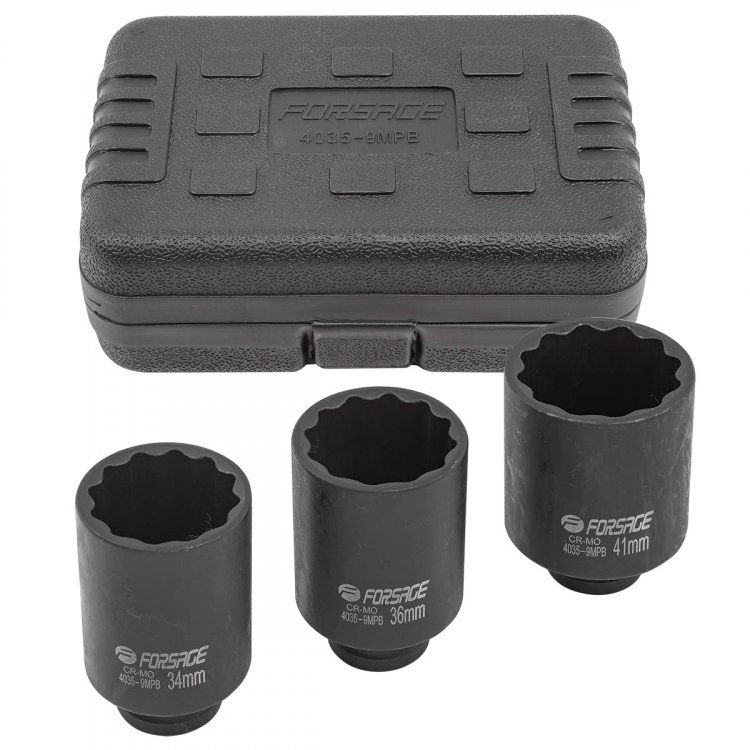 Набор головок ударных глубоких 3пр.1/2''(12-гр.)(34,36,41мм) в кейсе Набор головок ударных глубоких 3пр.1/2''(12-гр.)(34,36,41мм) в кейсе