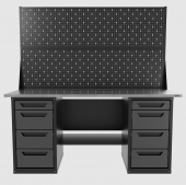 Верстак двухтумбовый 4 ящиков /4 ящиков с двумя экранами, серый 1800*700 GAROPT, GT1800Y4Y4PP2.grey