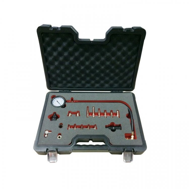 Тестер компрессии дизельного двигателя19пр. (М18х1.5мм, М24х2.0мм, М24х1.5мм, М10х1.0х68мм, М10х1.25х54мм, М10х1.25х68мм,М12х1.25х45мм)в кейсе Premium