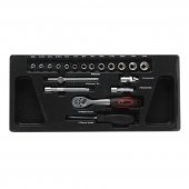 Набор инструментов 1/4"6 гр.(4-14мм трещотка 72 зуб,вороток 115мм,удлинители 50-100мм, кардан шарнирный, рукоятка для головок)19пр, в лотке