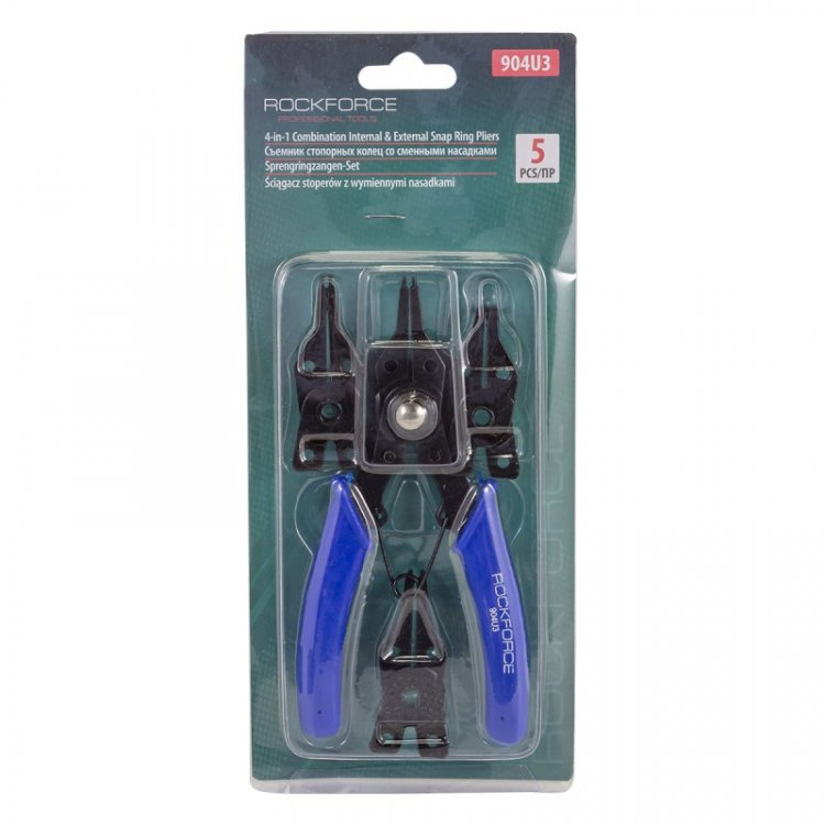 Съемник стопорных колец со сменными насадками 5пр., в блистере