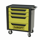 Тележка инструментальная Garopt 4 ящиков ЖЕЛТАЯ, центральный замок, увеличенные колеса, доводчики,  GAROPT Серия "Standart"