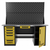 Верстак двухтумбовый дверь/5 ящиков с двумя экранами и ящиком, желтый 1800*700 Garopt, GT1800DY1Y5PP2.yell