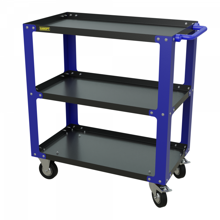 gt3.blue Инструментальная тележка GAROPT, три полки, cерия "No boxes", Синяя gt3.blue Инструментальная тележка GAROPT, три полки, cерия "No boxes", Синяя