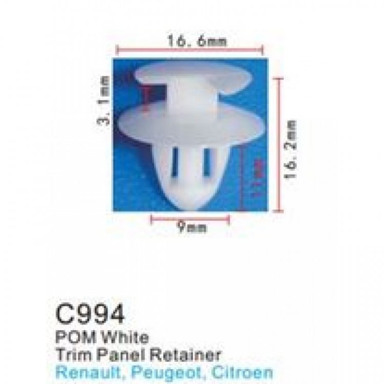 Клипса для крепления внутренней обшивки а/м Рено пластиковая (100шт/уп.)
