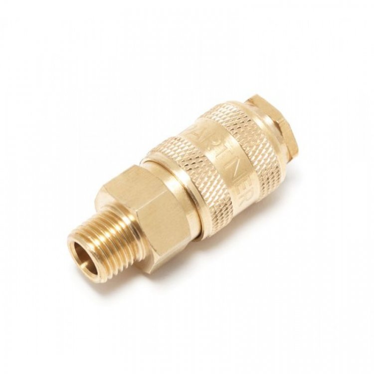 Быстроразъем пневматический с клапаном с наружной резьбой 3/8" (латунь) Быстроразъем пневматический с клапаном с наружной резьбой 3/8" (латунь)