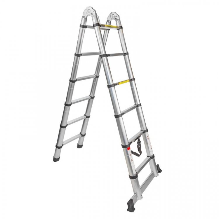 Лестница телескопическая двухсекционная (0.4/0.8-1.9/3.8м,12ступенек, max нагрузка 150кг, вес 12,4кг)