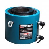 Цилиндр гидравлический двойного действия со сквозным отверстием в штоке150т(ход штока-100мм,Ø штока-166мм,Ø отв.-100мм,общий Ø-258мм, L-257мм, 700bar)