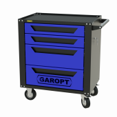 Тележка инструментальная Garopt 4 ящиков СИНЯЯ, центральный замок, увеличенные колеса, доводчики,  GAROPT  Серия "Standart"