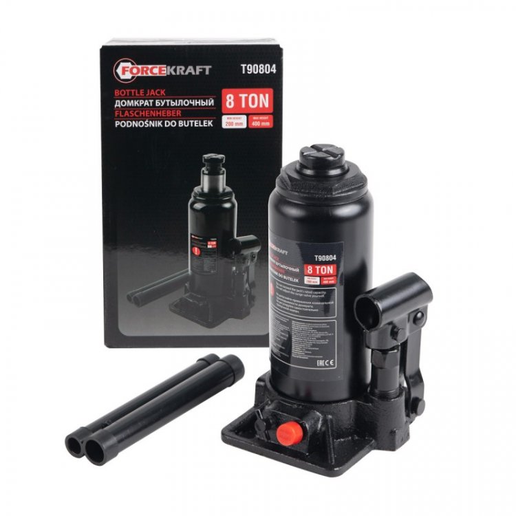 Домкрат бутылочный  8т с клапаном(h  min 200мм,h max 400мм) Домкрат бутылочный  8т с клапаном(h  min 200мм,h max 400мм)