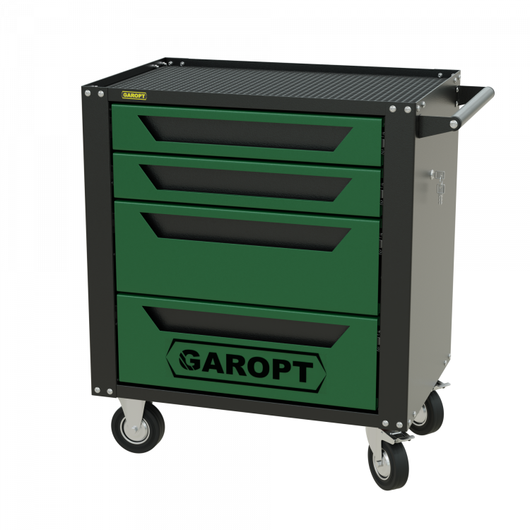 GTS4.green Тележка инструментальная Garopt 4 ящиков ЗЕЛЕНАЯ, центральный замок, увеличенные колеса, доводчики, GAROPT Серия "Standart" GTS4.green Тележка инструментальная Garopt 4 ящиков ЗЕЛЕНАЯ, центральный замок, увеличенные колеса, доводчики, GAROPT Серия "Standart"