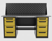 Верстак двухтумбовый 4 ящиков /4 ящиков с экраном, желтый 1800*700 GAROPT, GT1800Y4Y4PP.yell