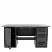 Верстак с ящиком двухтумбовый дверь/5 ящиков, серый 1800*700 Garopt, GT1800DY1Y5.grey