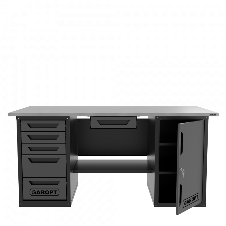 Верстак с ящиком двухтумбовый дверь/5 ящиков, серый 1800*700 Garopt, GT1800DY1Y5.grey