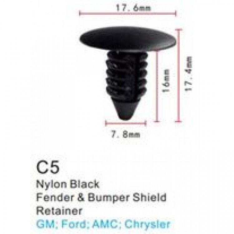 Клипса для крепления внутренней обшивки а/м Крайслер пластиковая (100шт/уп.)