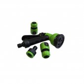 Пистолет-распылитель поливочный с регулировкой подачи воды  в комплекте с быстроразъемами 4пр.(8 режимов распыления),на блистере