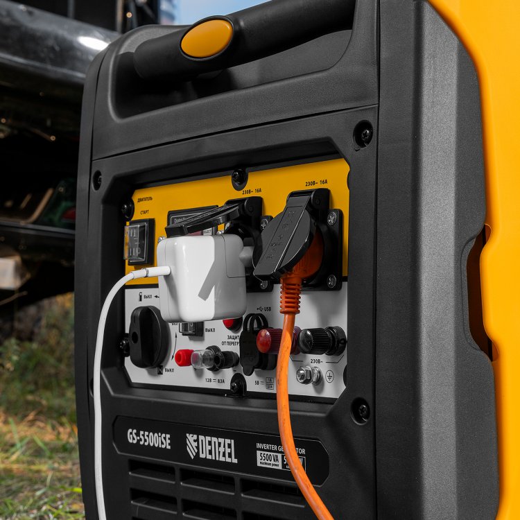 Генератор инверторный GS-5500iSE, 5,5 кВт, 230 В, закрытый корпус,электростартер// Denzel