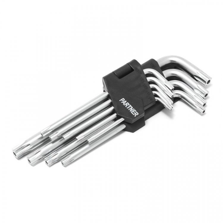 Набор ключей торкс Г-образных длинных 9пр.(1,5-10мм) в пластиковом держателе