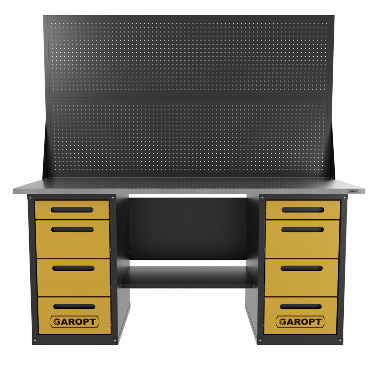 Верстак двухтумбовый 4 ящиков /4 ящиков с двумя экранами, желтый 1800*700 GAROPT, GT1800Y4Y4PP2.yell Верстак двухтумбовый 4 ящиков /4 ящиков с двумя экранами, желтый 1800*700 GAROPT, GT1800Y4Y4PP2.yell