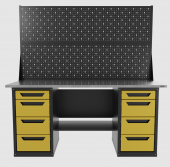 Верстак двухтумбовый 4 ящиков /4 ящиков с двумя экранами, желтый 1800*700 GAROPT, GT1800Y4Y4PP2.yell