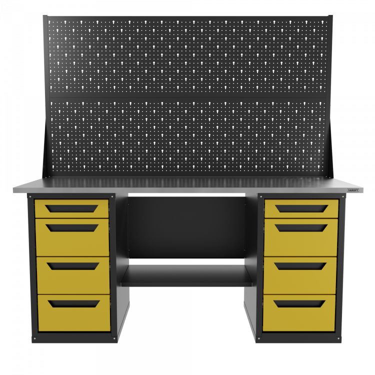 Верстак двухтумбовый 4 ящиков /4 ящиков с двумя экранами, желтый 1800*700 GAROPT, GT1800Y4Y4PP2.yell