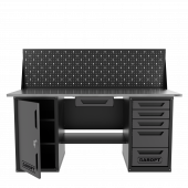 Верстак двухтумбовый дверь/5 ящиков с экраном и ящиком, серый 1800*700 Garopt, GT1800DY1Y5PP.grey