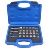 Набор для восстановления резьбы сливного отверстия поддона М13, М15, М17, М20 (64пр.) в кейсе.