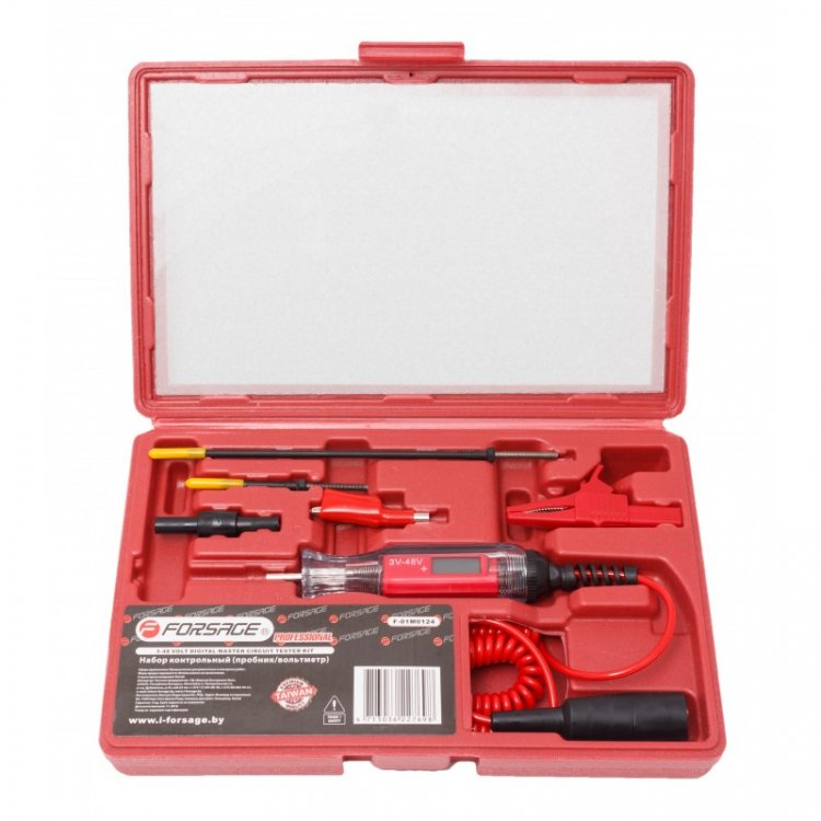 Пробник/вольтметр в комплекте с аксессуарами 6-48V  (длина провода - 3,5 метра), в пластиковом кейсе