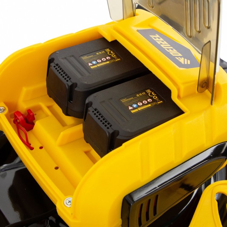 Газонокосилка аккумуляторная бесщет. RLM450-36, Li-ion, 36 В, 4 Ач, 450 мм, травосб. 40 л.// Denzel Газонокосилка аккумуляторная бесщет. RLM450-36, Li-ion, 36 В, 4 Ач, 450 мм, травосб. 40 л.// Denzel