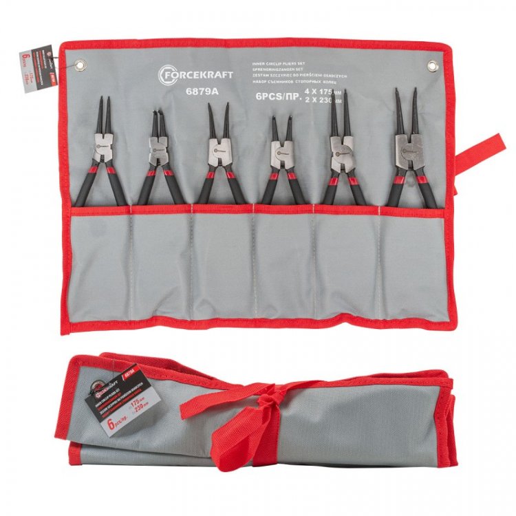 Набор съемников стопорных колец 6пр.(4-175мм,2*230мм) на полотне