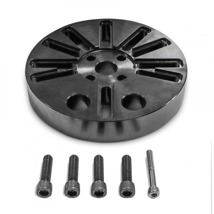 Усиленная планшайба  (ДП4.5.2017 СБ) Включает в себя увеличенную по толщине 40 мм планшайбу ДП4.5.001В, комплект установочных винтов, а также винт для фиксации центрующей шайбы. Неоспоримым преимуществом данного комплекта является увеличенные ресурс