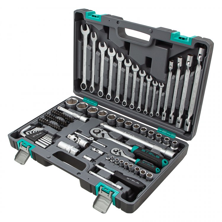 Набор инструментов 1/2", 1/4", CrV, пластиковый кейс 88 предм, Stels Набор инструментов 1/2", 1/4", CrV, пластиковый кейс 88 предм, Stels