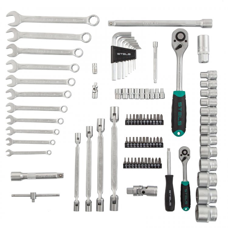 Набор инструментов 1/2", 1/4", CrV, пластиковый кейс 88 предм, Stels Набор инструментов 1/2", 1/4", CrV, пластиковый кейс 88 предм, Stels