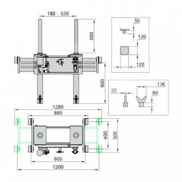 Подъемник канавный двухштоковый г/п 20 т. Horex, арт. DP20A