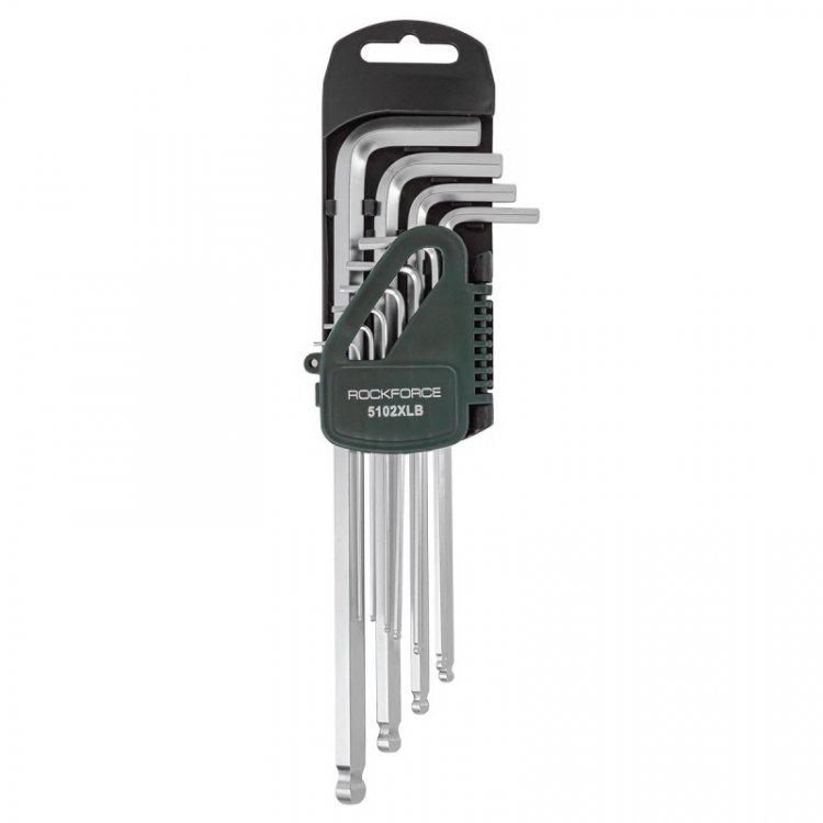 Набор ключей Г-образных 6-гранных экстра длинных с шаром, 10пр. (1.27, 1.5, 2, 2.5, 3-6, 8, 10мм) в пластиковом держателе