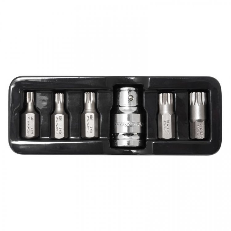 Набор бит SPLINE с битодержателем,6пр.1/2"(L:30мм;M5,М6,М8,М10,M12), в ложементе