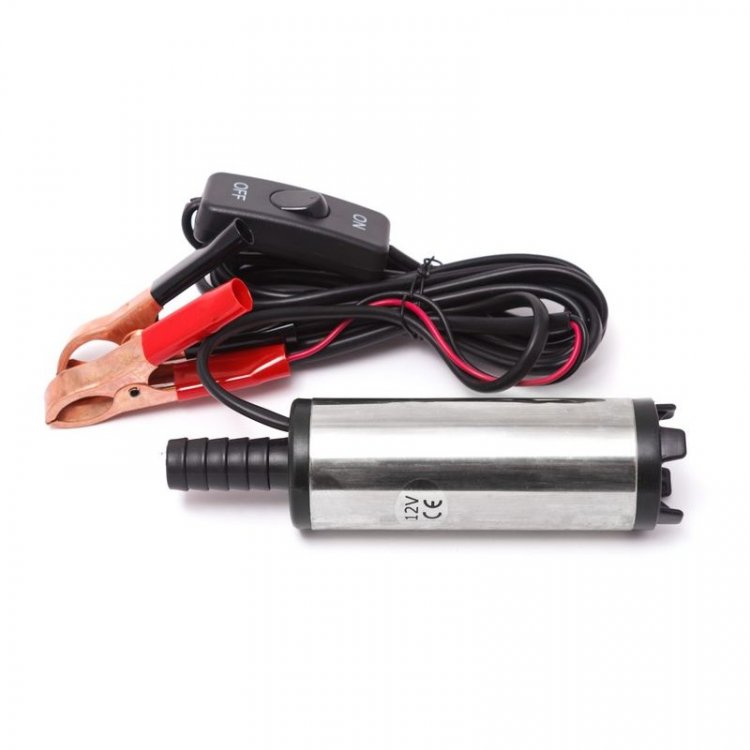 Насос для перекачки топлива (12В, диам. 38мм, мощность 40Вт, 20 л/мин., диам. выходного отверстия 16мм, 8500 об/мин, длина провода 3м)