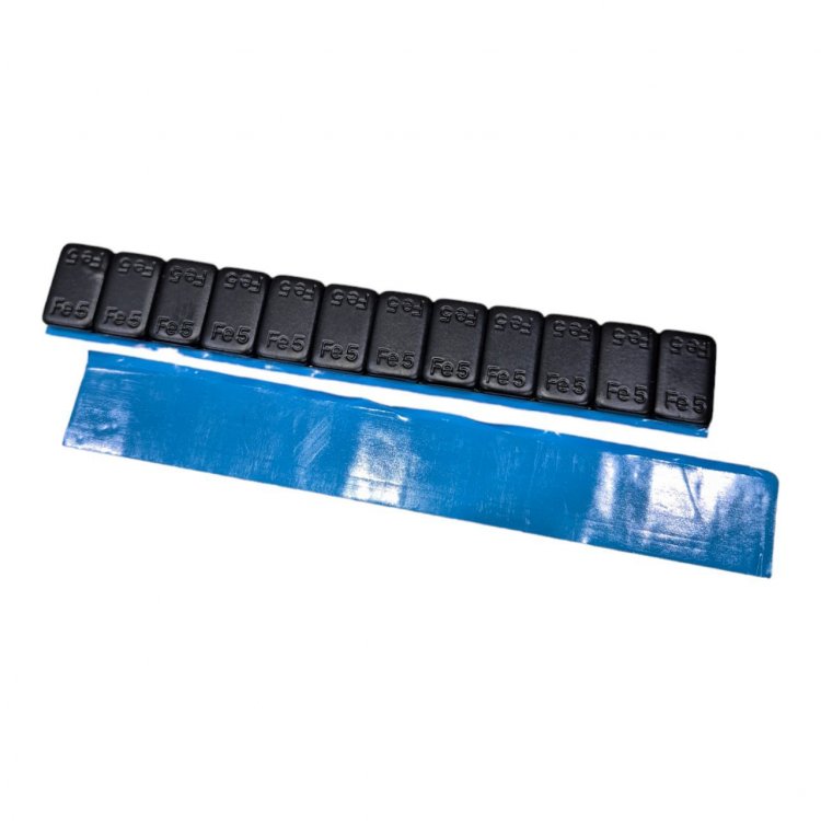 Грузики самоклеящиеся черные GAROPT стальные(адгезив) 5гр*12 на синей ленте с бортиком, 100шт(полосок) ЧЕРНЫЕ