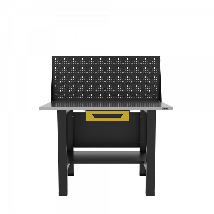 Верстак бестумбовый с ящиком и экраном, желтый/ Стол для слесарных работ 1200*700 GAROPT, Gt1200STY1PP.yell